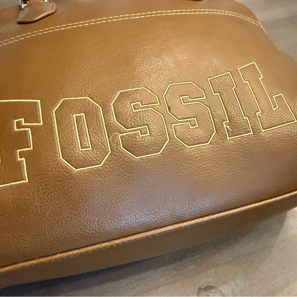 Vintage Fossil Y2K yellow /Brown shoulder strap bag Leather - Picture 4 of 16